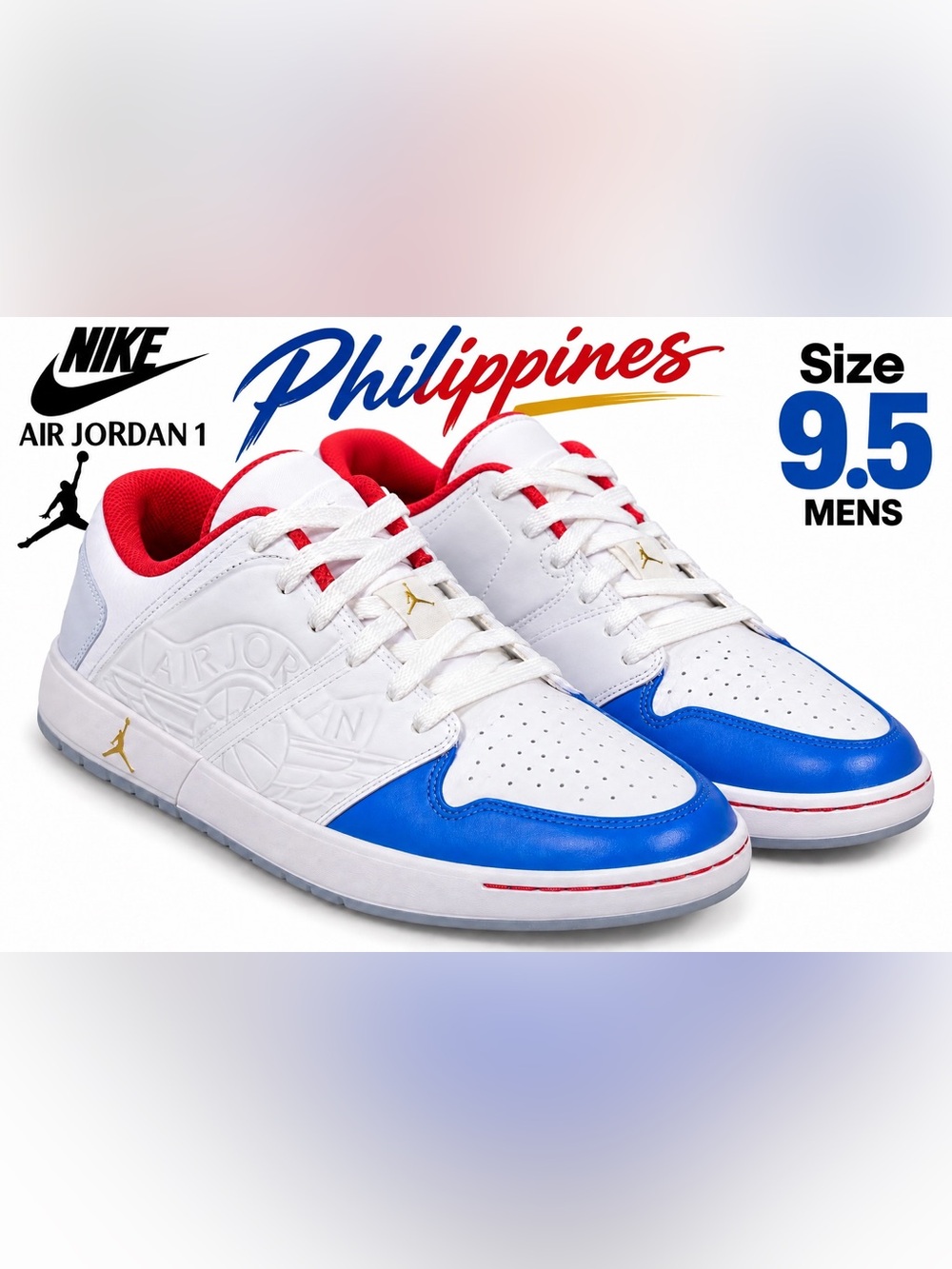 Jordan Nu Retro 1 Low “Philippines” Men’s 9.5 White Blue Red FN8903-111